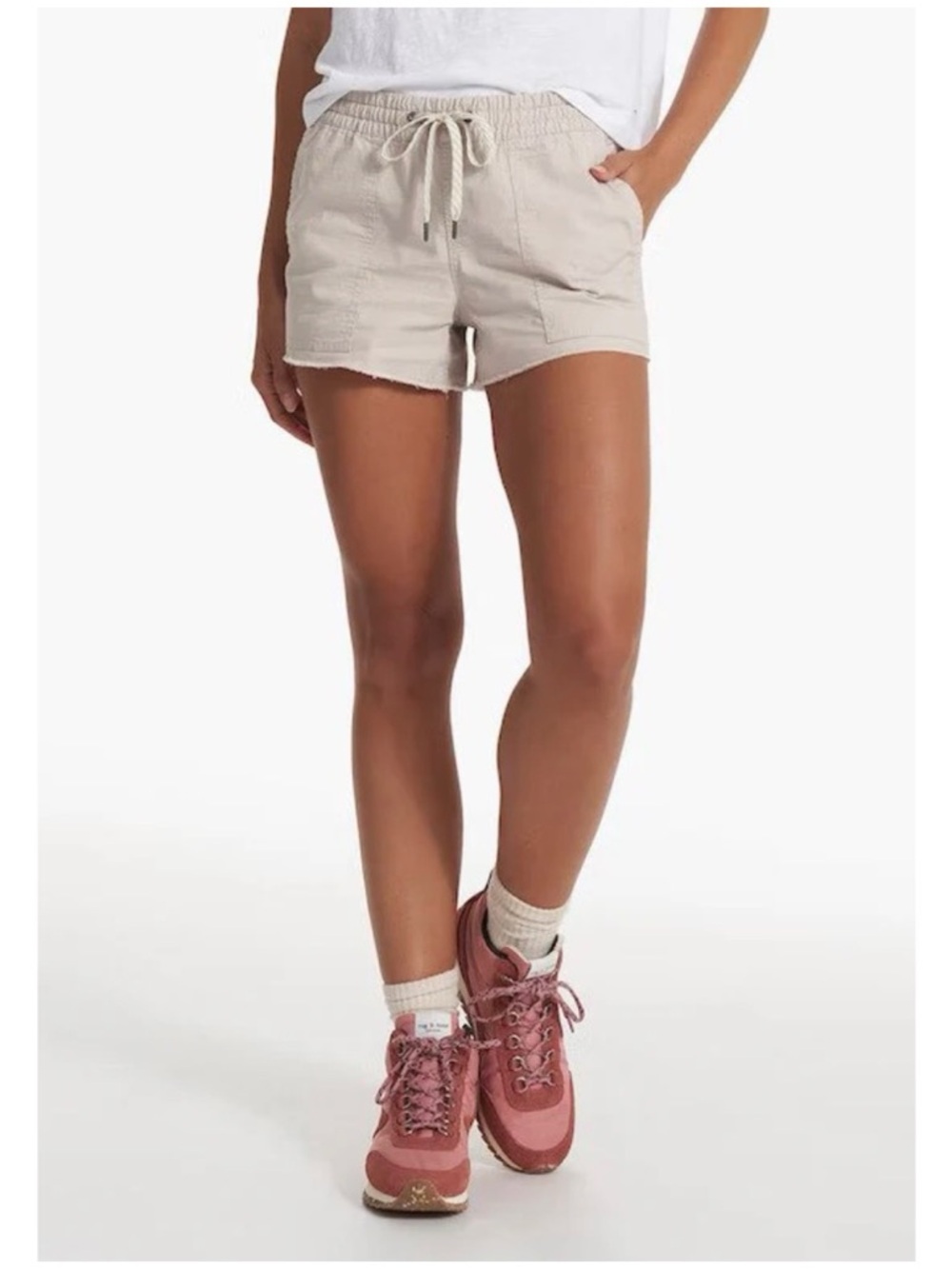 Casual Drawstring Women’s Shorts in Beige